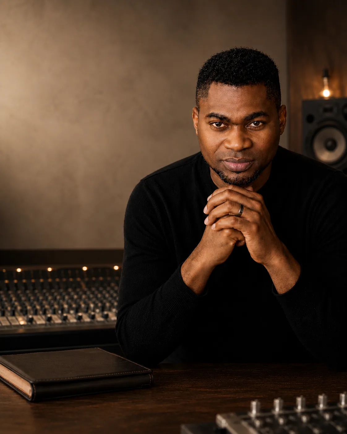 Bunmi Solomon in a recording studio